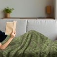 thumbnail image 3 of Jungle Foliage Soft Flannel Fleece Blanket, Continuous Tropic Pattern with Outline Leaves and Palm Trees Print, Cozy Plush for Indoor and Outdoor Use, 70" x 90", Taupe and Lime Green, by Ambesonne, 3 of 5