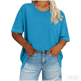 thumbnail image 2 of Ytndtr Women's Plus Size Top Round Neck Elbow-Length Sleeved Summer T-Shirt, 2 of 7