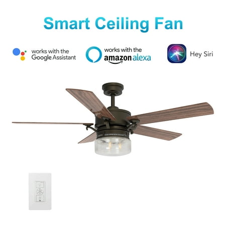 

52 5 Blades Smart Wifi Ceiling Fan Works with Voice Device for Indoor Home