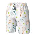 thumbnail image 4 of Honeii Cute Tennis Rackets Print Men's Casual Shorts with Drawstring,Swim Trunks Quick Dry Beach Shorts-Small, 4 of 6