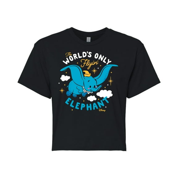 Disney - Dumbo - The World's Only Flying Elephant - Juniors Cropped Cotton Blend T-Shirt