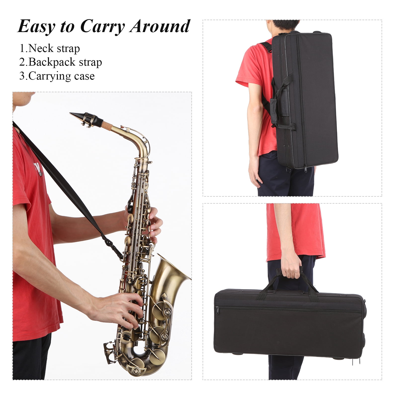 Pink Protable Alto Saxophone Bag Gig Hardshell Case Alto Sax Instrument 