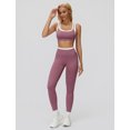 thumbnail image 6 of IBTOM CASTLE Womens Two Piece Workout Sets Double Layer Sports Bra Matching Tummy Control High Wait Leggings Active Gym Outfit Purple, 6 of 7