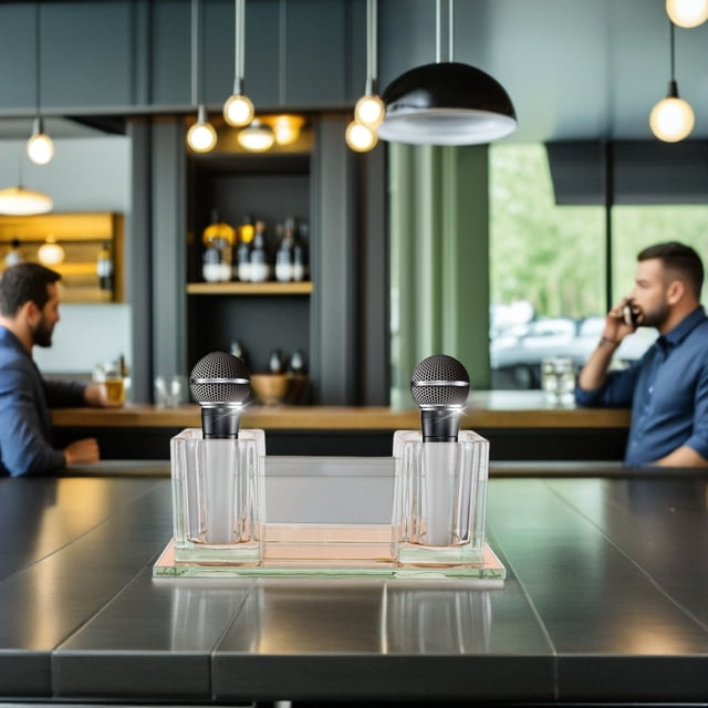 HONMEET Support de Microphone de Table en Acrylique Orange avec Design Ajustable pour Réglages de Karaoké