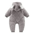 thumbnail image 3 of MuZeFu Baby Girl Clothes 12 Months Clearance Boys And Girls Fashion Solid Color Cute Thickening Keep Warm Bear Ear Jumpsuit, 3 of 3