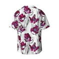 thumbnail image 4 of Goofa Tulips Flowers Printed Men's Casual Short-sleeved Shirt,Lightweight Breathable Button-down,Summer Casual men's top,Versatile Fashion shirt-Small, 4 of 7