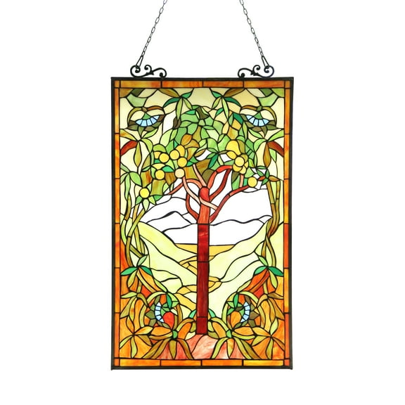 RADIANCE Goods Tiffany-Glass Fruits of Life Window Panel 20x32
