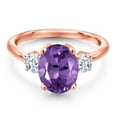 thumbnail image 3 of Gem Stone King 2.80 Ct Oval Purple Amethyst 18K Rose Gold Plated Silver Ring, 3 of 6