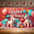 thumbnail image 7 of Colorful Unicorn Themed Happy Birthday Banner with Stars Clouds and Rainbow Background Party Decoration for Birthday Party Photography Props Backdrop Decorations, 7 of 7