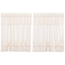 VHC Brands Simple Life Cotton Ruffled Tier Curtains, Light Creme, 2 Panels