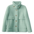 thumbnail image 6 of HAPIMO Women's Thick Fleece Coats Casual Comfy Long Sleeve Lapel Collar Button Down Jacket Solid Pocket Coat Winter Sherpa Fashion Warm Outerwear Green L, 6 of 7