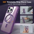 thumbnail image 2 of Case for iPhone 15 Pro Max 6.7 inch with 360°Rotatable Magnetic Ring Stand Compatible with MagSafe Lightweight and Translucent Matte Back Shockproof Protective Case Men Women Purple, 2 of 7