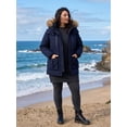 thumbnail image 2 of Wantdo Women's Plus Size Long Winter Puffer Coats Water-Repllent Thicken OverCoat Navy 2X, 2 of 9