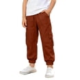 thumbnail image 6 of TinyBloomm Child Boys Girls Cargo Pants Casual Summer Kids Solid Trousers With Pockets, Size 5-6 Years, 6 of 8