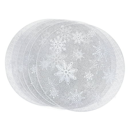 

6pcs Christmas Style Hollowed-out Table Mats Heat Resistant Dinner Mats for Home (Silver)