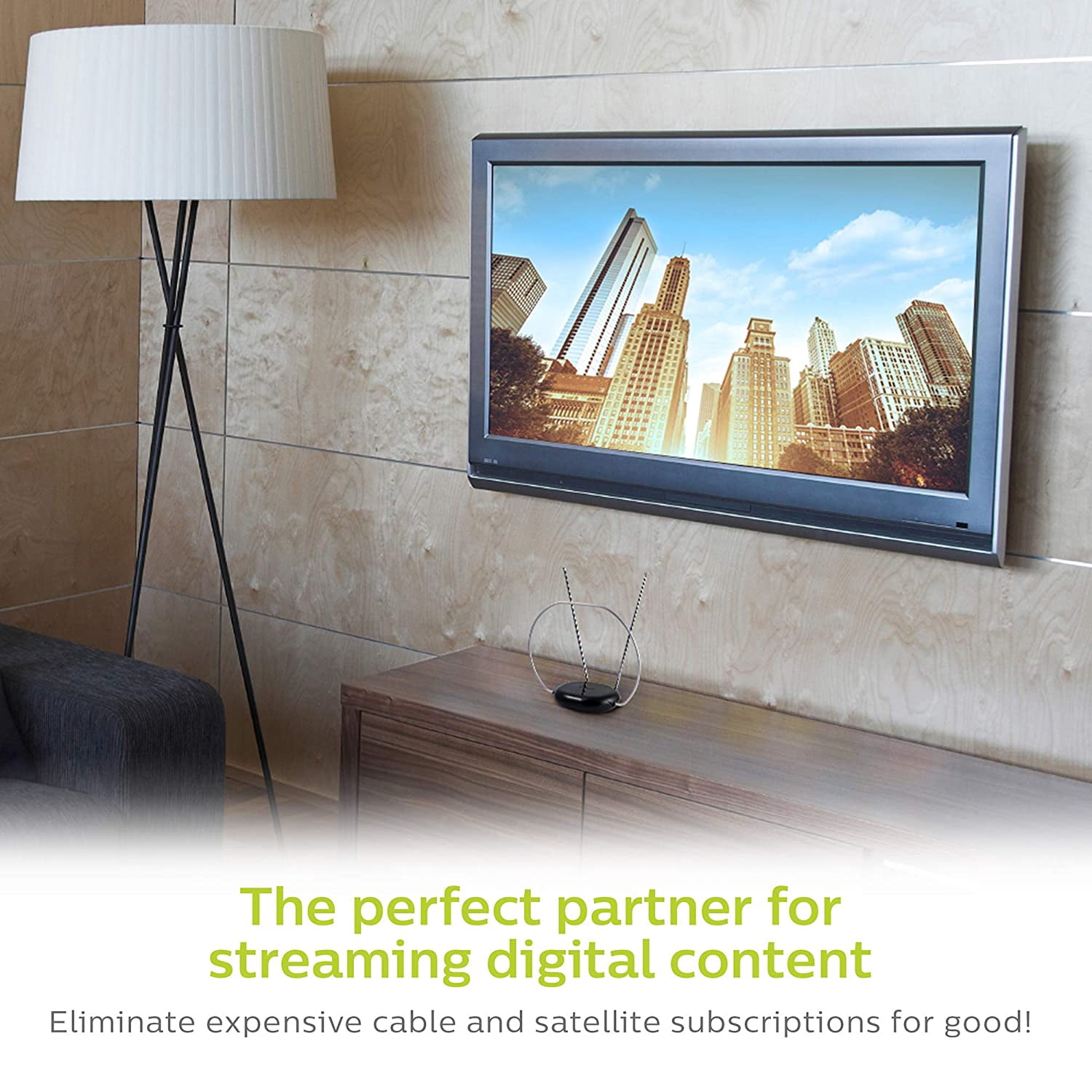 Philips Indoor TV Antenna with 5 ft Coxial Cable, 30 Miles Reception Range