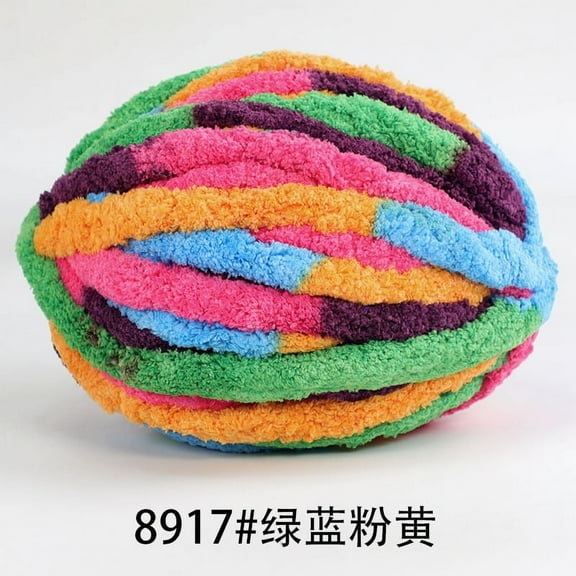 Namzi-b 1 Pack Chenille Velvet Yarn Knitting Wool Thick Warm Crochet Knitting Yarns for DIY Hand-Knitted Fabric Art Bag Sweater Doll 250g，Green Blue Pink Yellow