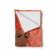 thumbnail image 2 of African Soft Flannel Fleece Throw Blanket, Portrait of Woman in Dress Zulu Inspired Graphic Print, Cozy Plush for Indoor and Outdoor Use, 50" x 60", Scarlet Umber, by Ambesonne, 2 of 6