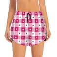 thumbnail image 4 of Lsque Plaid Heart Printed Women's Running Shorts with Liner Pockets,Elastic Quick Dry Workout Athletic Gym Yoga Shorts,Womens High Waist Shorts-Medium, 4 of 9