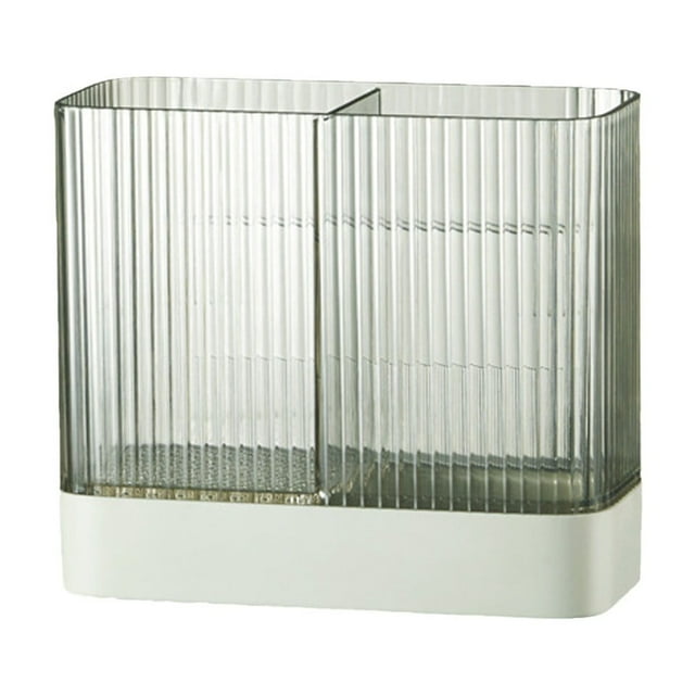 Plastic Wall-Mounted Seasoning Rack with Hooks,Chopstick Drain Holder,3-Compartment Cutlery Organizer,Anti-Slip Base Water Tray,Keep Dry Tableware Storage,Modern Kitchen Accessory