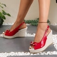 thumbnail image 4 of Fankiway Women's Non Slip Roman Style Wedge Sandals Rhinestone Bow Height Increasing Plus Size Spring Summer Trendy Red 7, 4 of 9