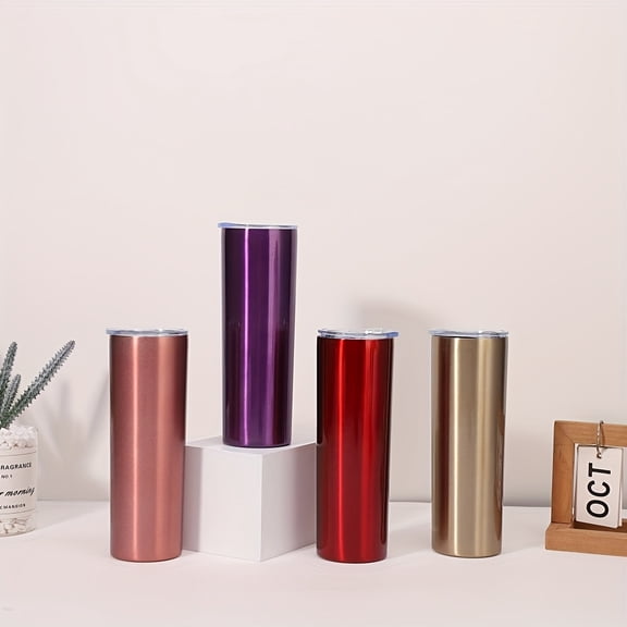 QUTETN 20oz Slim Vacuum Insulated Stainless Steel Tumbler Double-Wall Insulation with Glossy Metallic Paint, Leak-Resistant & Thermal Travel Cup