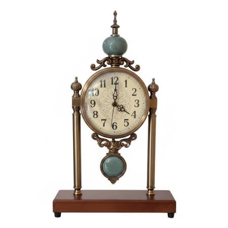 Solace Desk Clock Vintage European Style Retro Tabletop Clock with Arabic Numerals Metal and Ceramic Body Battery Powered Decorative for Living Room Workspace Study