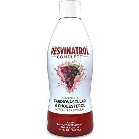 Resvinatrol Complete- 32 oz. Advanced Liquid Cardiovascular & Cholesterol Support Formula – Liquid Resveratrol Supplement Promotes Healthy Aging, Heart Health & Energy