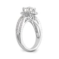 thumbnail image 6 of Solid 14k White Gold Round Diamond Side-Stones with CZ Cubic Zirconia Center Stone Cushion Halo Engagement Ring Size 5, 6 of 8