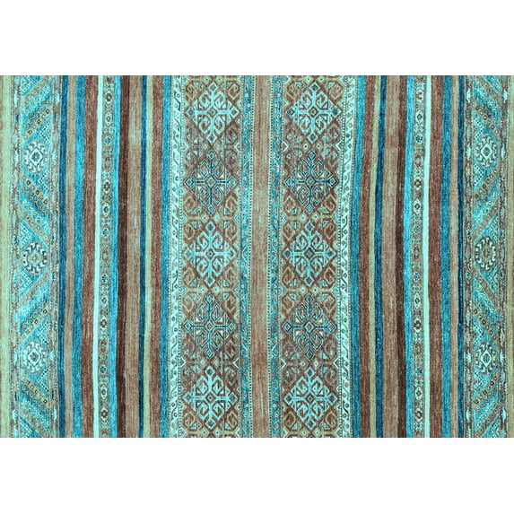 Ahgly Company Indoor Rectangle Abstract Light Blue Modern Area Rugs, 8' x 10'