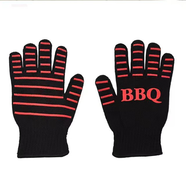 Guantes para Barbacoa, Extremadamente Resistentes al Calor hasta 800 °C, 1 par de Guantes Antideslizantes para Horno de microondas, para Barbacoa, Cocinar, Asar a la Parrilla, Hornear - Rojo