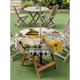thumbnail image 3 of Outdoor Tablecloth with Umbrella Hole and Zipper, Spring Gnomes Round Table Cloth 54 Inch Waterproof Tablecloth, Farmhouse Bees Flowers Black White Plaid Picnic Table Cover for Patio Camping, 3 of 7