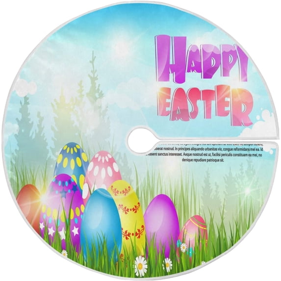 FMSHPON Easter Xmas Christmas Tree Skirt Stand Mat for Holiday Party Decoration Indoor Outdoor 48 inches