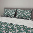 thumbnail image 2 of Leaves Comforter & Sham Bedding Set, Petals Floating on the Water Oriental Style, 3 pcs Duvet Set Microfiber Filling Quilt, 5 Sizes, Laural Green Multicolor, by Ambesonne, 2 of 4