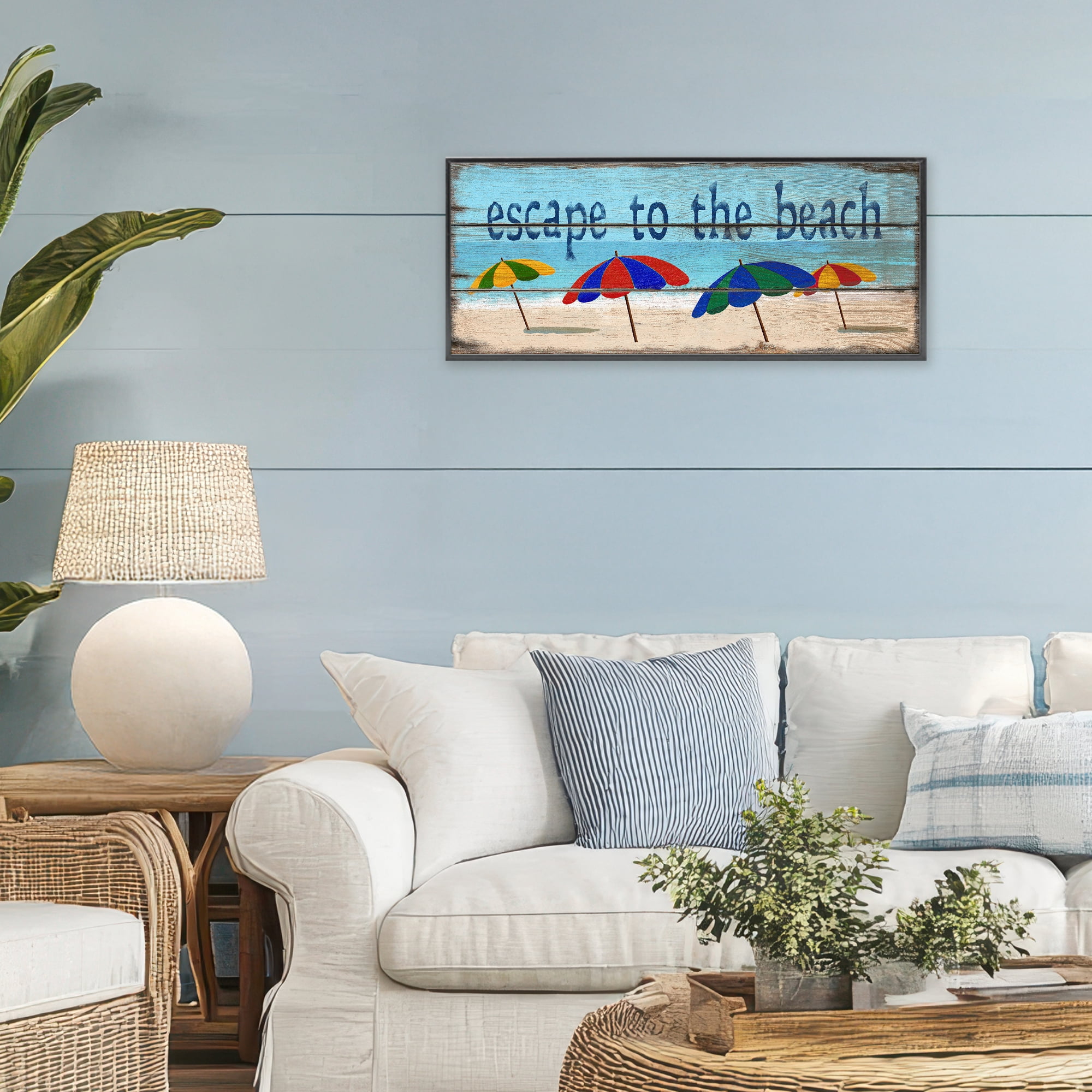 Stupell Industries Beach Escape Umbrellas Black Framed Giclee Art, design by Gail Fraser