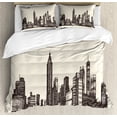 thumbnail image 1 of Georgia Duvet Cover Set, Illustration of Atlanta City Skyline Vintage Design Drawn by Hand, Decorative 3 Piece Bedding Set with 2 Pillow Shams, Queen Size, Dark Taupe and Eggshell, by Ambesonne, 1 of 3