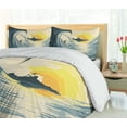 thumbnail image 5 of Ambesonne Ocean Duvet Cover Set, Cloudy Tropical Island, 2-Calking, Beige Yellow Navy, 5 of 7