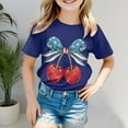 thumbnail image 2 of TOOYOU 4th Of July Girls T Shirts Short Sleeve Tee Bow Print Crewneck T-Shirt Casual Fit Basic Top Summer Cool Patriotic Top For Girls Size 10-11 Years Blue, 2 of 4