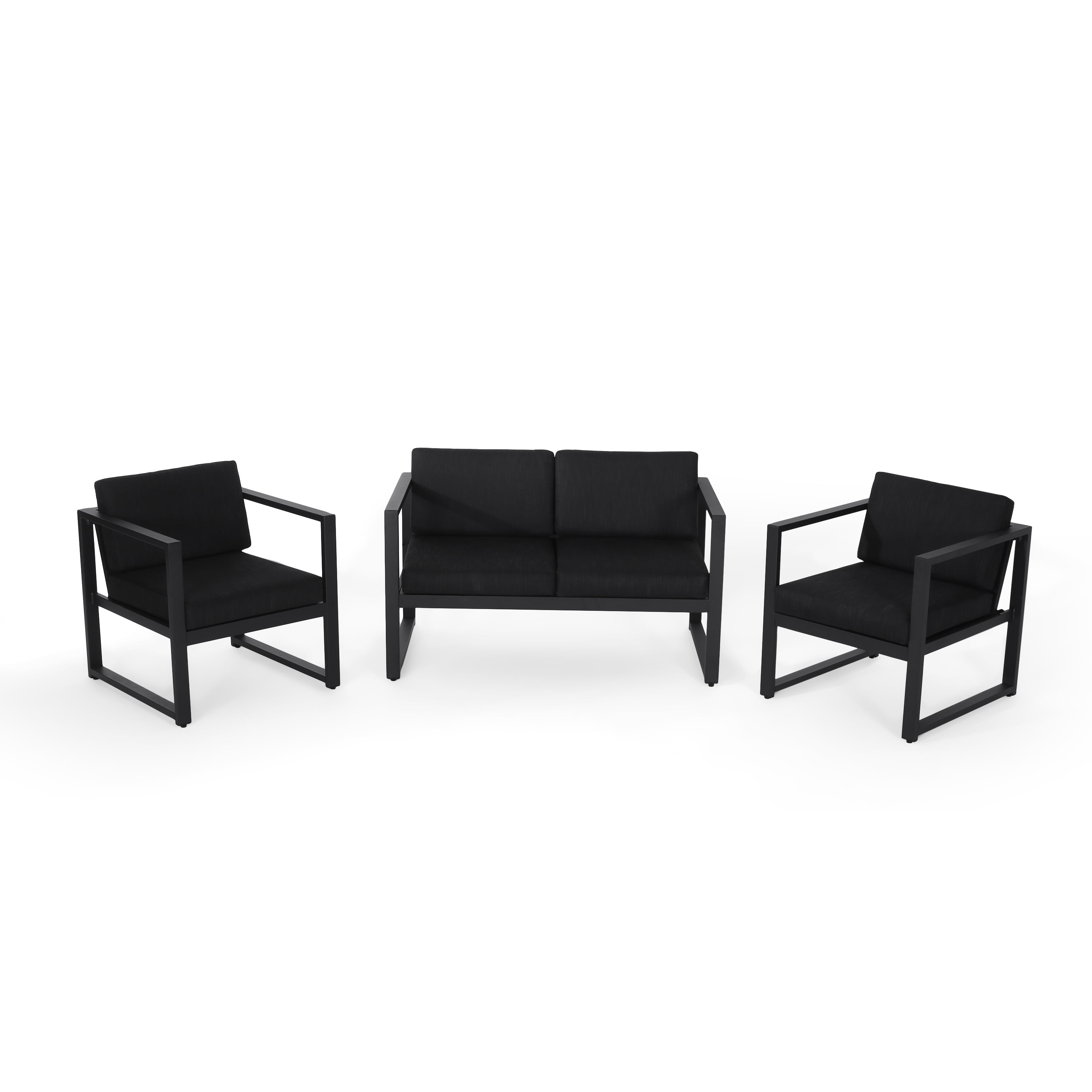 Outdoor 4 Seater Aluminum Chat Set with Cushions, Silver,Grey