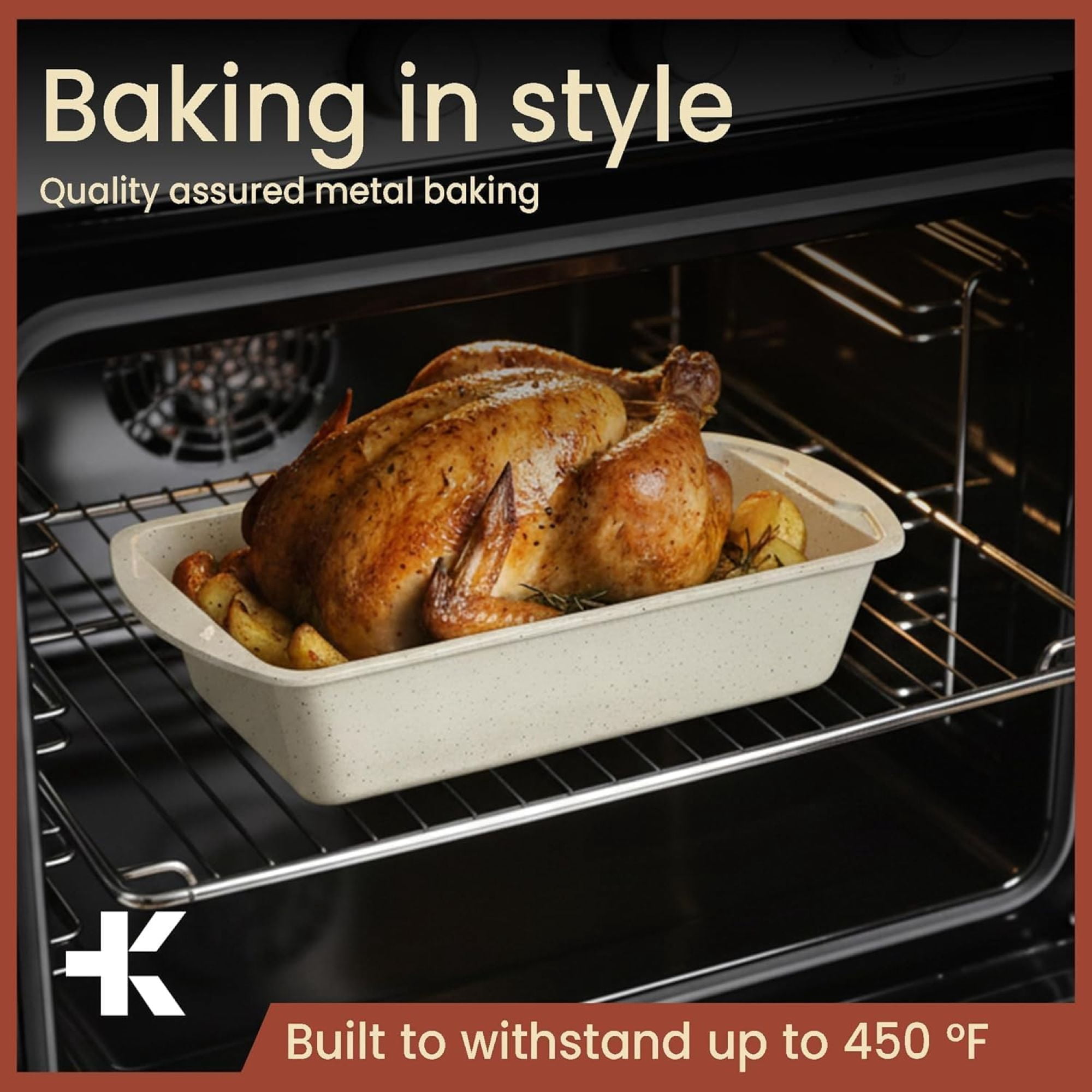 Nonstick Loaf Pan Set pack of 4, Carbon Steel 11" Large Baking Bread Pan, Oven Safe Up to 450°F, Space Saving Stackable Design, Stain Resistant,White Marble