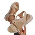 thumbnail image 4 of Sandalias de Cuña de Mujer Casual con Correas Tejidas Transpirables Y Suela Gruesa para Playa Y Viajes, Sandalias de Correa de Tobillo Ajustables en Colores Versátiles, 4 of 9