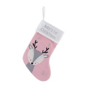 Babys First Christmas Stocking,Large Christmas Ornaments 2026 Pink Grey | My 1st Christmas Stockings for Baby Girls or Boys,Double-Sided Wool Home Decorations for Xmas Tree Window Fireplace