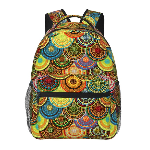 Disketp Colorful Circle Mochila Estampada para Hombre y Mujer – Mochila Ligera Clásica con Múltiples Bolsillos para Universidad, Trabajo y Viajes-One Size