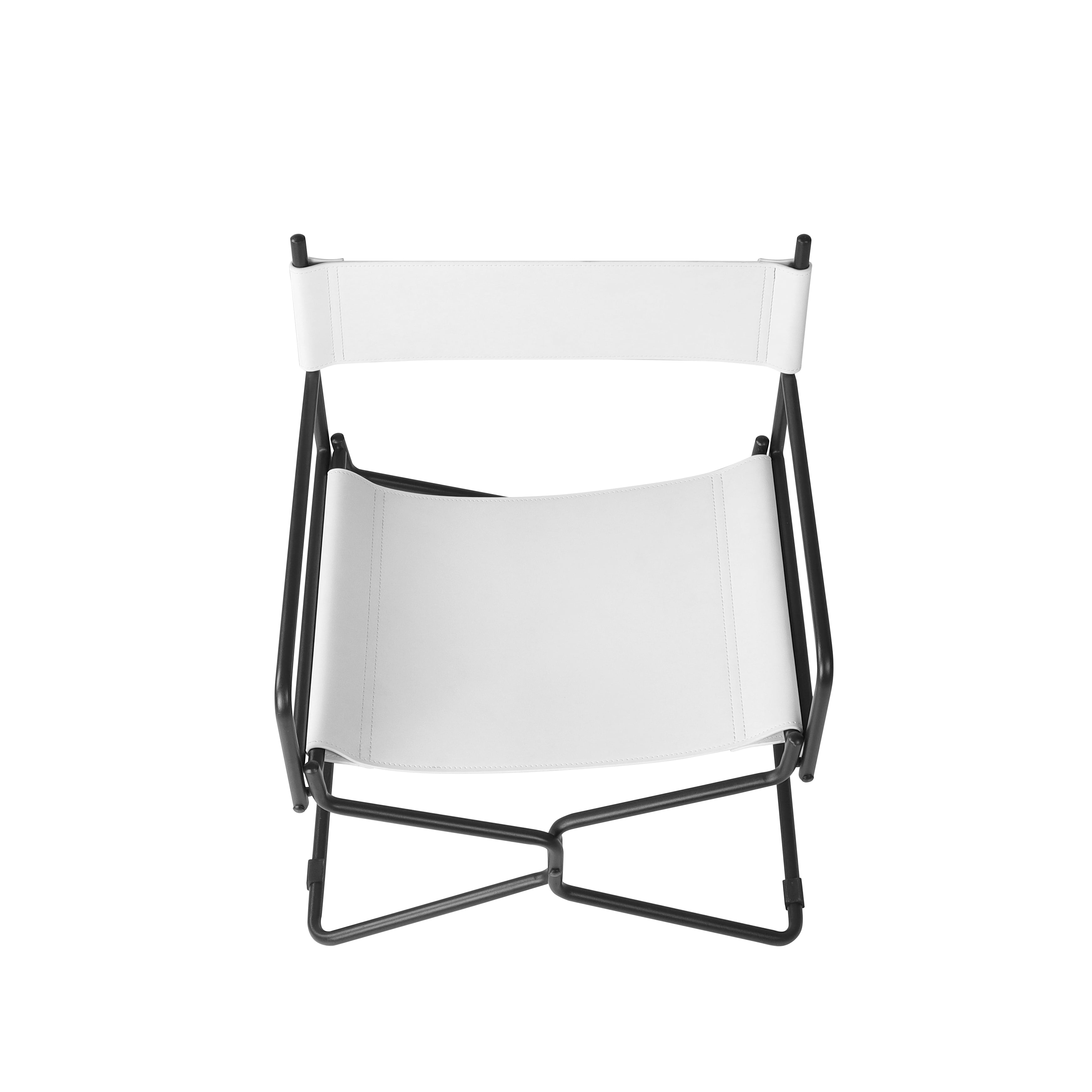 21-Inch Leather Director's Folding Camping Chair with Cup Holder and Backrest, Heavy Duty Outdoor Chair and Portable Seat for Fishing Lawn Sports, White
