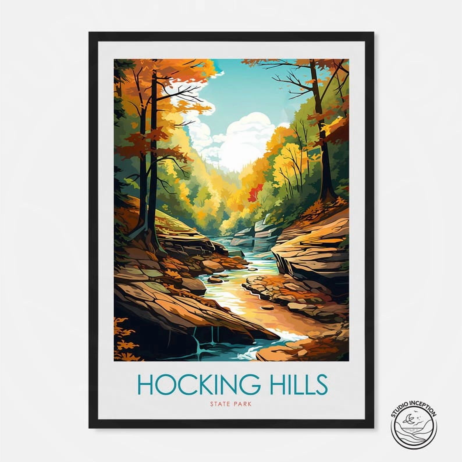 DailyMood Hocking Hills State Park Ohio Forest Gorge Vintage Travel Poster Art Print