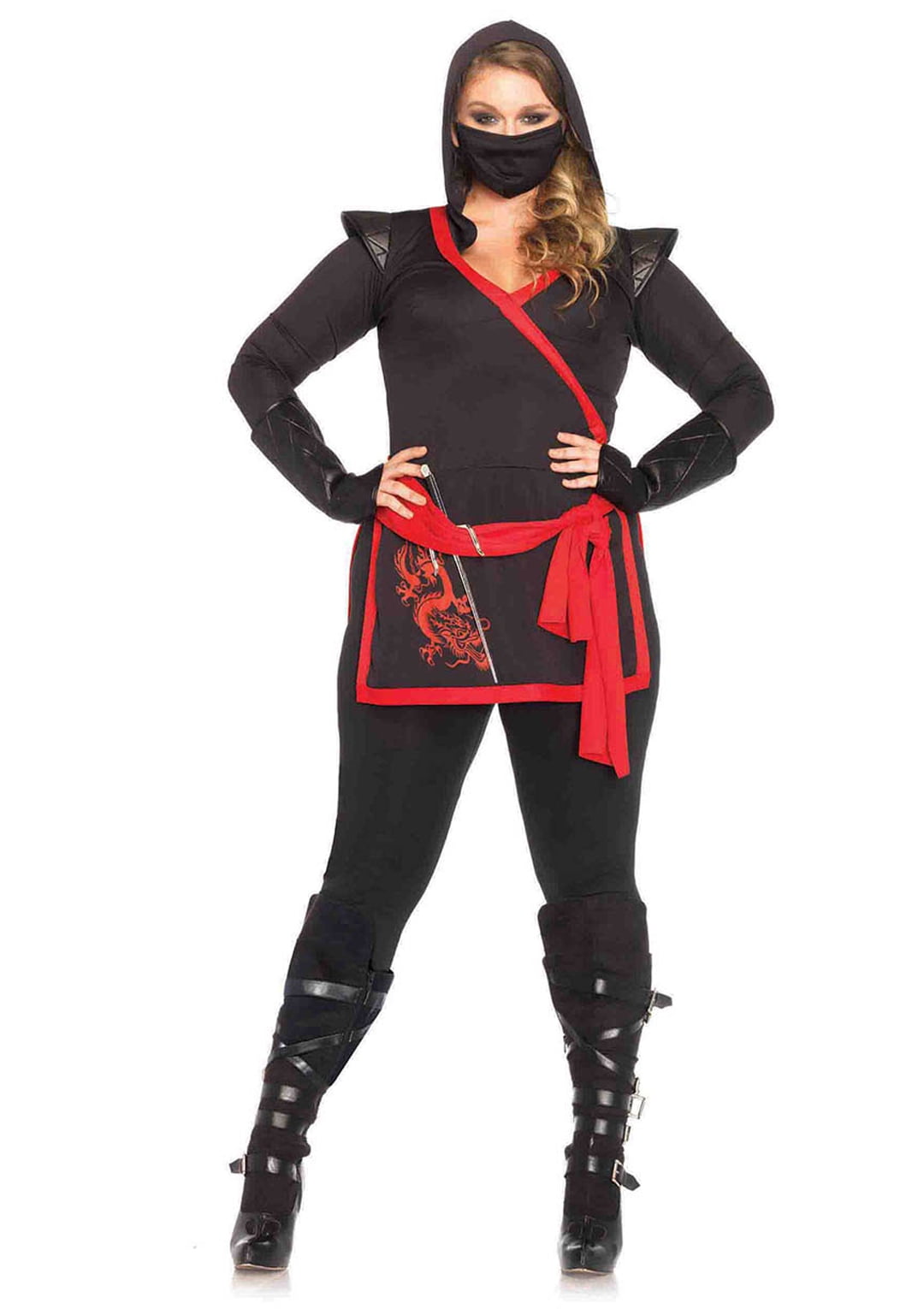 Womens Ninja Costume Adult Female Halloween Fancy Dress 