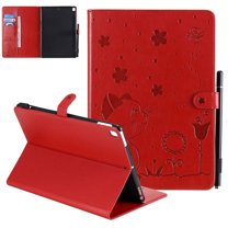 Allytech iPad 10.2" 7th Generation Case, iPad Air 3 10.5" Case, iPad Pro 10.5" Case, PU Leather Folio Flip Stand Smart Cover with Auto Sleep Wake Feature Pencil Hoder Cards Slots, Red