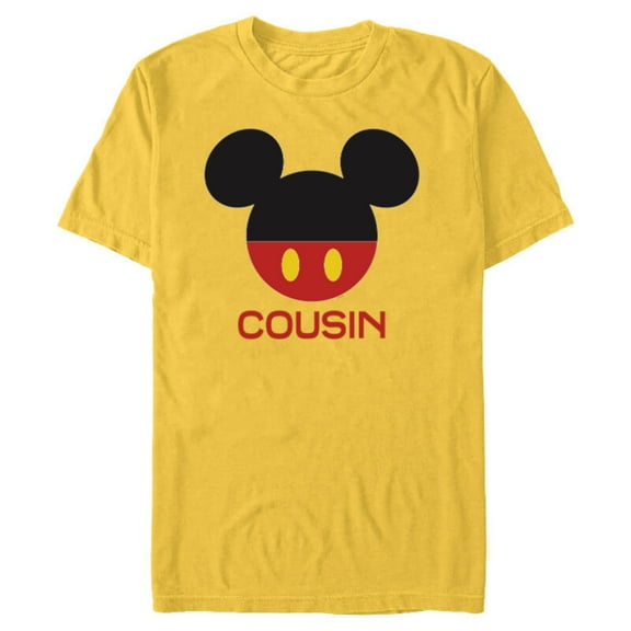 Disney Mickey Mouse Red Shorts Icon Cousin Family- Short Sleeve Blended T-Shirt for Adults - Customized-Yellow