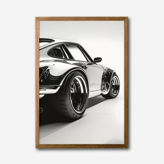Black and White Sports Car Canvas Wall Art – Modern Automotive Decor