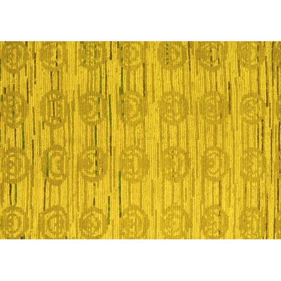 Ahgly Company Machine Washable Indoor Rectangle Abstract Yellow Modern Area Rugs, 7' x 9'